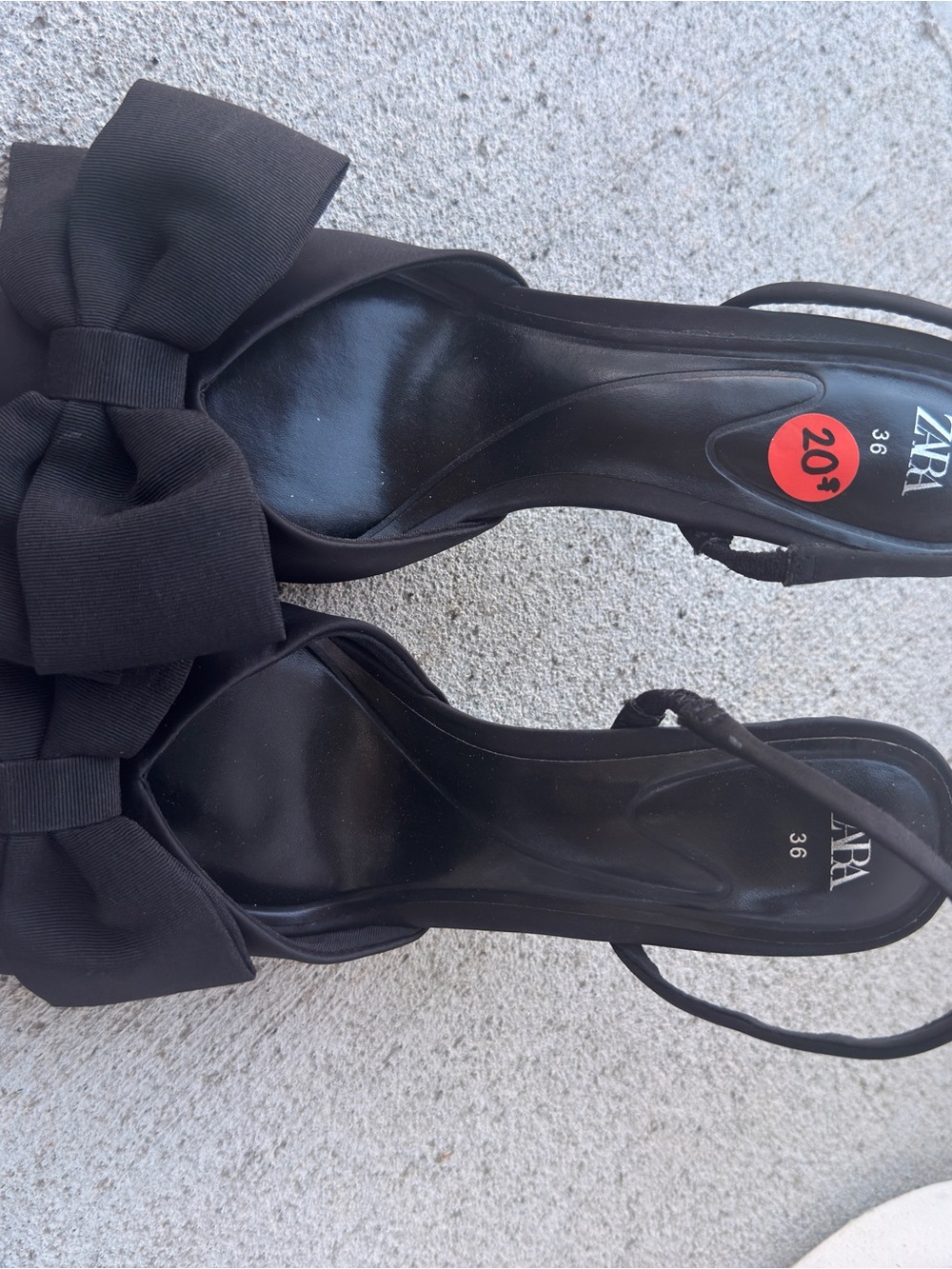 Zara Black Bow Slingback Heels with Low Heel
